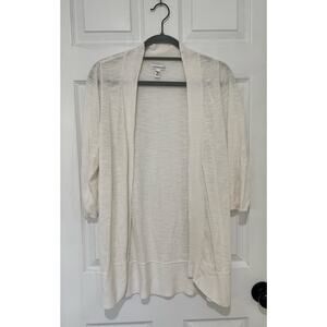 Croft & Barrow White Woman's 3/4 Length sleeve Lightweight Cardigan